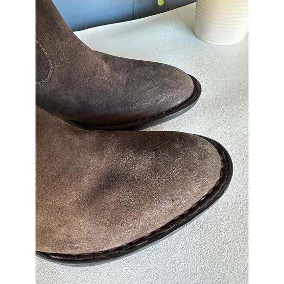 BORN Basil Grey Asphalto Distress Double Buckle Riding Western Look Boots Sz 6M - Picture 14 of 14